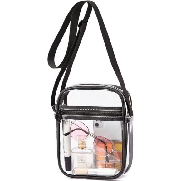 Clear Bag Stadium Approved - PVC Clear Purse Clear Crossbody Bag Front Pocket - Picture 1 of 8